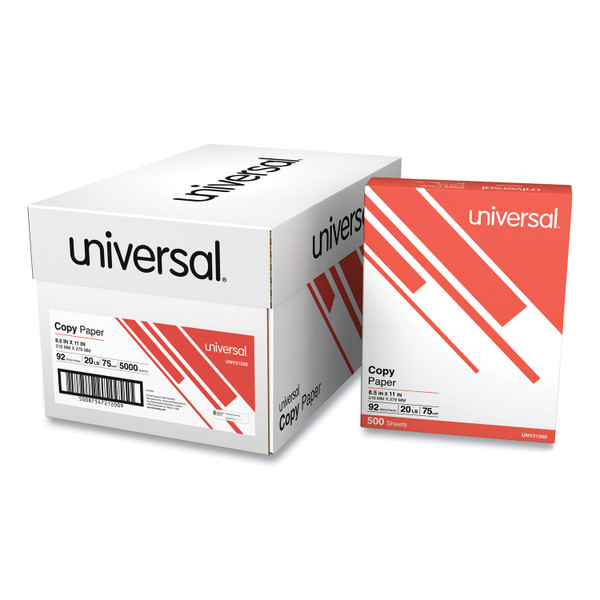 Copy Paper, 92 Bright, 20 Lb Bond Weight, 8.5 X 11, White, 500 Sheets/Ream, 10 Reams/Carton [SKU: UNV21200]