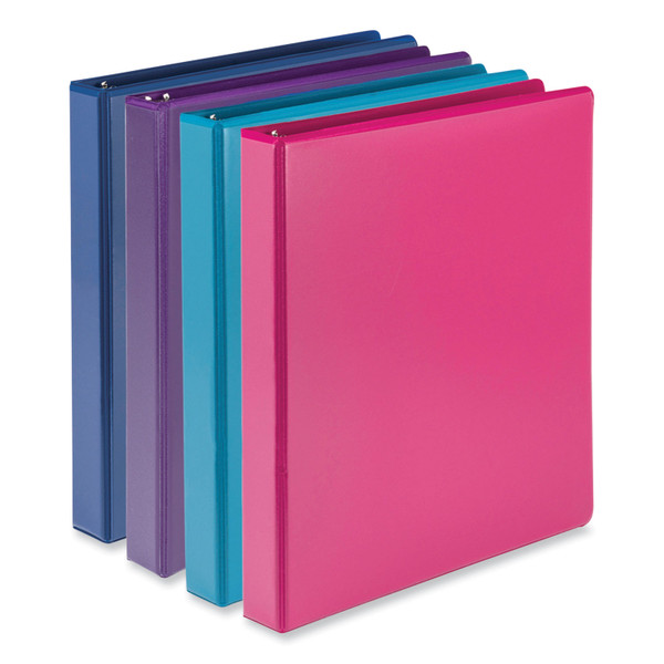 Durable D-Ring View Binders, 3 Rings, 1" Capacity, 11 X 8.5, Blueberry/Blue Coconut/Dragonfruit/Purple, 4/Pack [SKU: SAMMP46439]