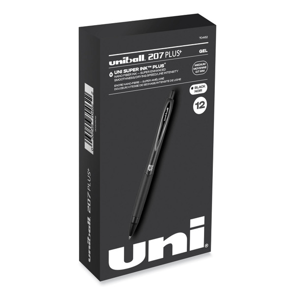 207 Plus+ Gel Pen, Retractable, Medium 0.7 Mm, Black Ink, Black Barrel, Dozen [SKU: UBC70462]