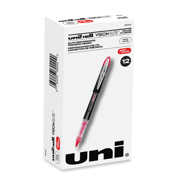 Vision Elite Hybrid Gel Pen, Stick, Extra-Fine 0.5 Mm, Red Ink, Black/Red/Clear Barrel [SKU: UBC69022]
