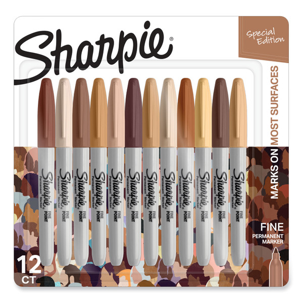 Fine Tip Permanent Marker, Portrait Colors, Fine Bullet Tip, Assorted, 12/Pack [SKU: SAN2154107]