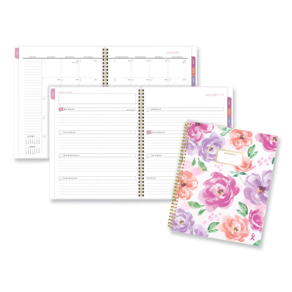 Badge Floral Weekly/Monthly Planner, Floral Artwork, 11 x 9.2, White/Multicolor Cover, 13-Month (Jan to Jan): 2024 to 2025 [SKU: AAG1675F905]