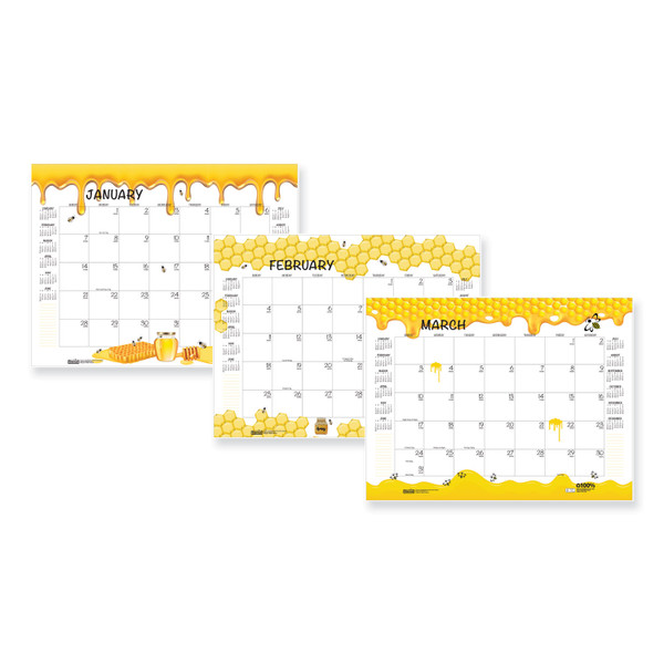 Recycled Honeycomb Desk Pad Calendar, 22 x 17, White/Multicolor Sheets, Brown Corners, 12-Month (Jan to Dec): 2024 [SKU: HOD156]