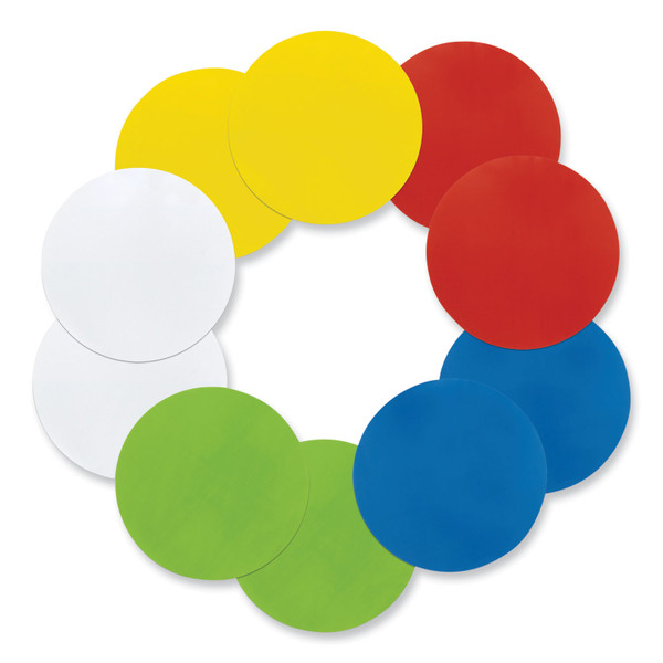 Self Stick Dry Erase Circles, 10 X 10, Blue/Green/Red/White/Yellow Surfaces, 10/Pack [SKU: PAC9012]