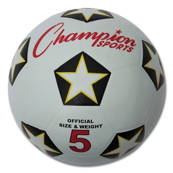 Rubber Sports Ball, For Soccer, No. 5 Size, White/Black [SKU: CSISRB5]