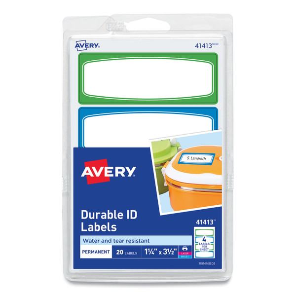 Avery Kids Handwritten Identification Labels, 3.5 X 1.25, Assorted Border Colors, 4 Labels/Sheet, 5 Sheets/Pack [SKU: AVE41413]