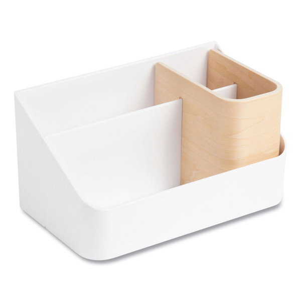 Mod All-In-One Desktop Organizer, 4 Compartments, 5.39 X 9.65 X 5.08, White, Plastic [SKU: UBR5390U0001]