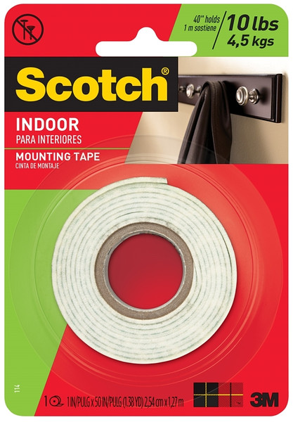 Scotch 114 Mounting Tape, 50 in L, 1 in W, White [SKU: ORG0424010]