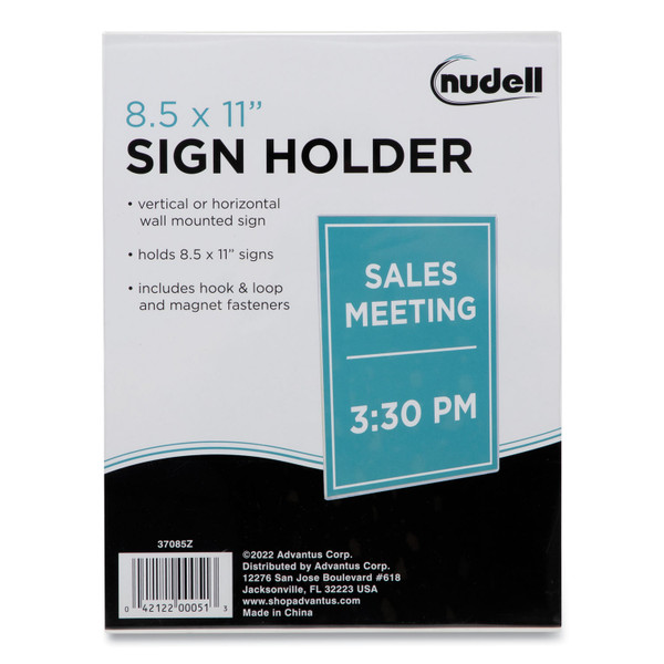 Clear Plastic Sign Holder, All-Purpose, 8.5 X 11 [SKU: NUD37085Z]
