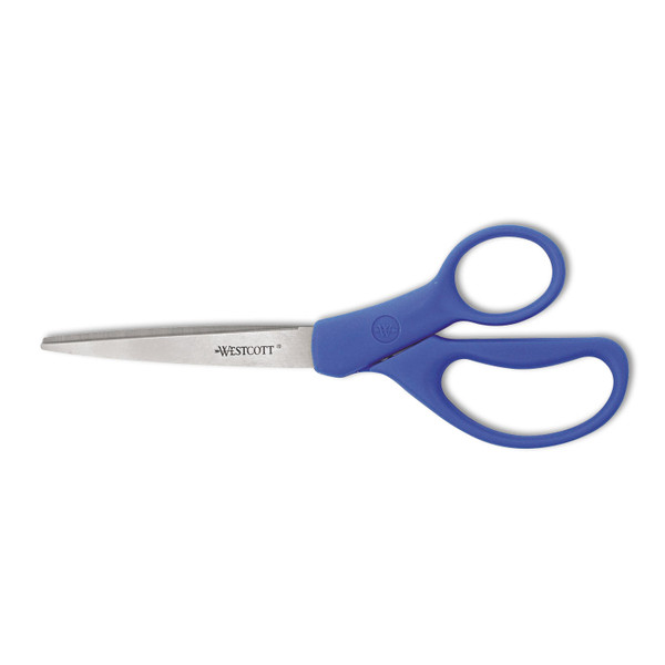 Preferred Line Stainless Steel Scissors, 8" Long, 3.5" Cut Length, Blue Straight Handle [SKU: ACM41218]