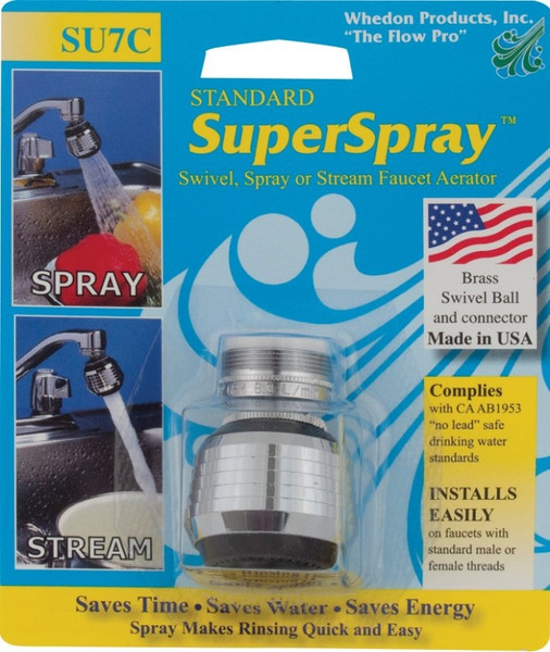 Whedon SU7C Faucet Aerator, 15/16-27 x 55/64-27 Male x Female Thread, Brass, Chrome Plated [SKU: ORG0893735]