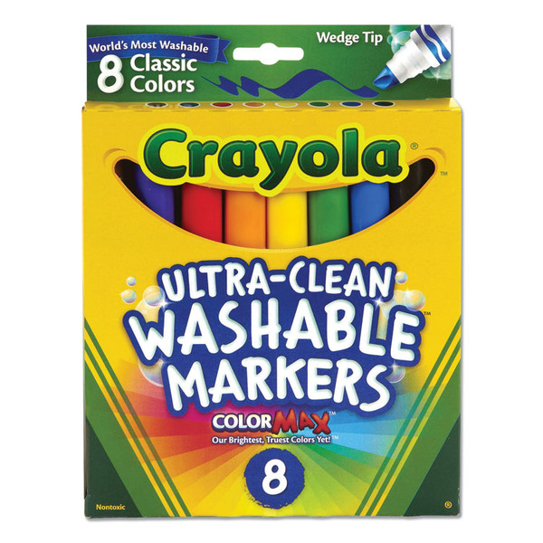 Ultra-Clean Washable Markers, Fine/Broad Wedge/Chisel Tips, Assorted Colors, 8/Box [SKU: CYO587208]