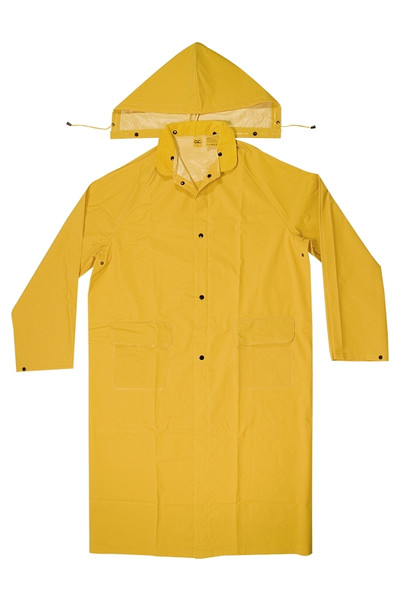 CLC CLIMATE GEAR Series R105L Protective Coat, L, PVC, Yellow, Detachable Collar, Snap Front Closure [SKU: ORG3558947]