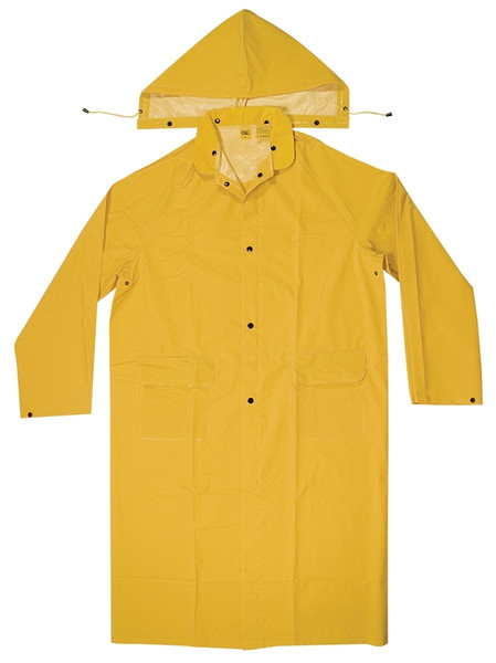 CLC CLIMATE GEAR Series R105M Protective Coat, M, PVC, Yellow, Detachable Collar, Snap Front Closure, 48 in L [SKU: ORG3559010]