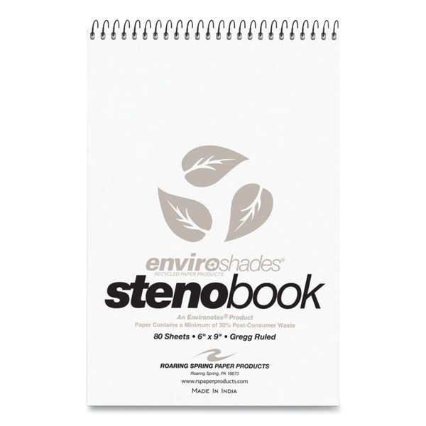 Enviroshades Steno Notepad, Gregg Rule, White Cover, 80 Gray 6 X 9 Sheets, 4/Pack [SKU: ROA12274]