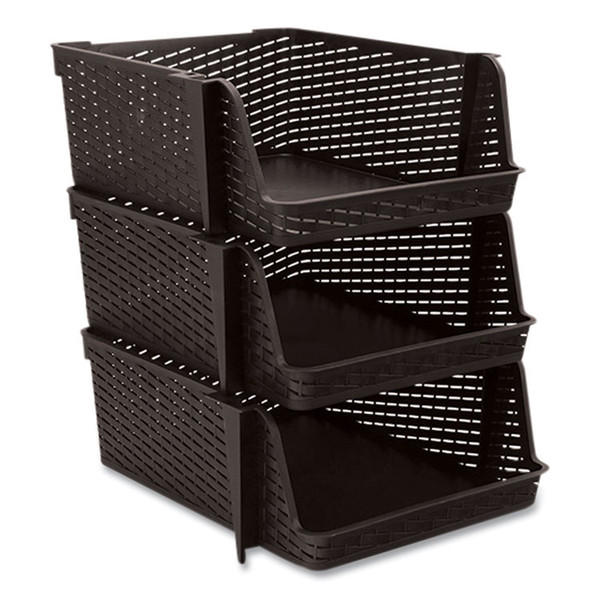 Nest And Stack Open Lid Storage Bin, 13.5 X 15 X 8.5, Black, 3/Pack [SKU: AVT39221]