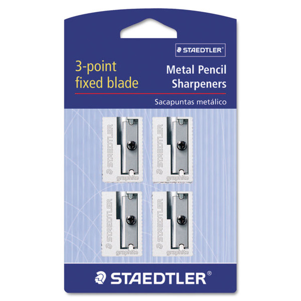 Handheld Metal Pencil Sharpener, 1.13 X 0.63 X 0.5, Silver, 4/Pack [SKU: STD51010BK4]