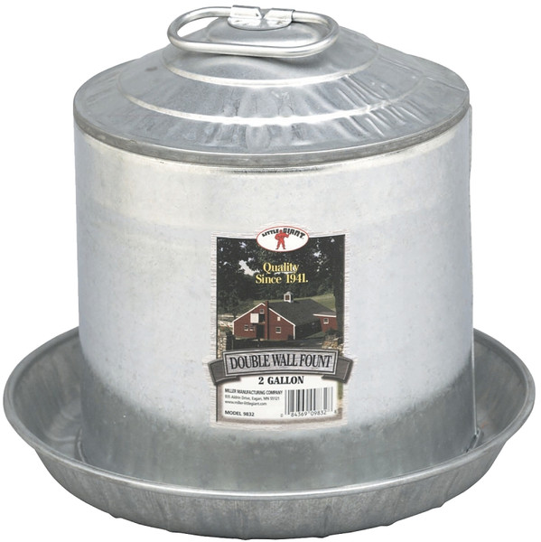 Little Giant 9832 Poultry Fount, 2 gal Capacity, Galvanized Steel, Floor, Ground Mounting [SKU: ORG5657267]