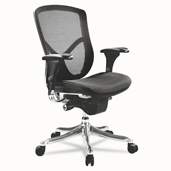 Alera EQ Series Ergonomic Multifunction Mid-Back Mesh Chair, Supports Up to 250 lb, Black Seat/Back, Aluminum Base [SKU: ALEEQA42ME10A]