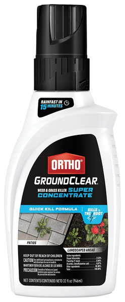 Ortho GROUNDCLEAR 4651005 Concentrated Weed and Grass Killer, Liquid, Dark Brown, 32 oz Bottle [SKU: ORG5152467]