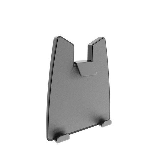 ATDEC AC-AP-UTH 7"-12" universal tablet holder in gray, spring-loaded hook and soft gray backing.