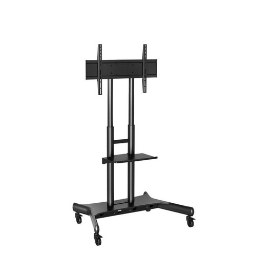 ATDEC Black AD-TVC-75 TV cart with lockable castors, holds 75kg 165lb heavy displays up to 80".