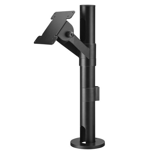 ATDEC APAS-HA-P400 POS stand with steel material, 400mm post height, angled arm for touch-operation.