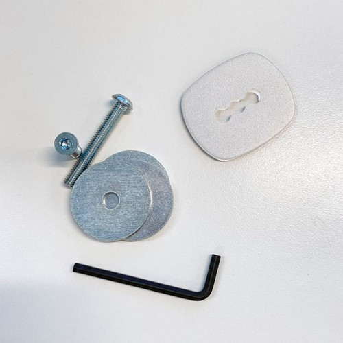 ATDEC Atdec AWM-FB-S bolt through component part in silver finish and recyclable aluminum steel.