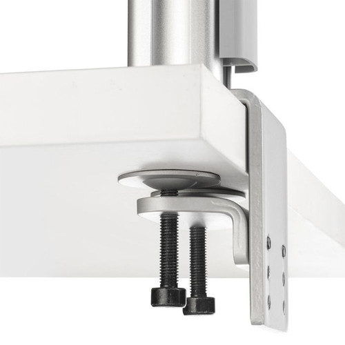 ATDEC Atdec AWM-FH-S desk clamp in silver, adjustable aluminum design for various desk thickness, 'AWM-FH-S' fixture, 0-2 5/8" range.