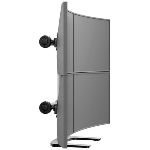 ATDEC VFS-Q freestanding dual monitor mount in silver, supporting two 32" monitors side by side, &quot;vfs-q&quot;.