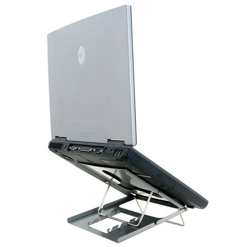 ATDEC V-14T laptop stand supports 14" silver notebooks at an ergonomic angle, 11mm slim.