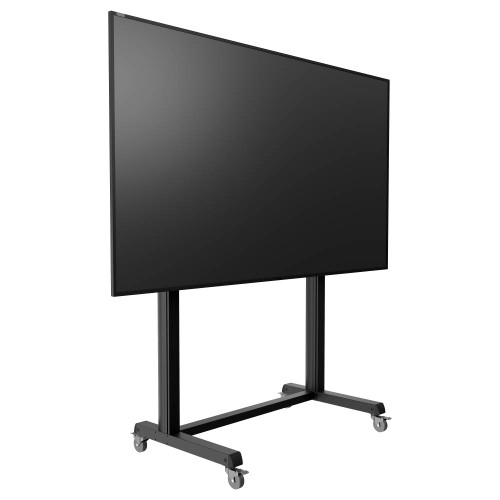 ATDEC ADBS-1-17HFC mobile TV/AV cart with large black display screen on heavy-duty wheels. ATDEC ADBS-1-17HFC mobile TV/AV cart with large black display screen on heavy-duty wheels.