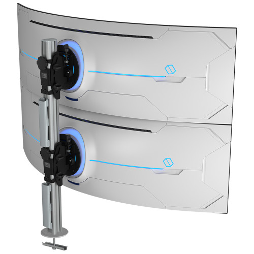 ATDEC Dual monitor mount AWMS-2-BT75-G-S holds two heavy duty ultrawide curved 'awms-2-bt75-g' displays.
