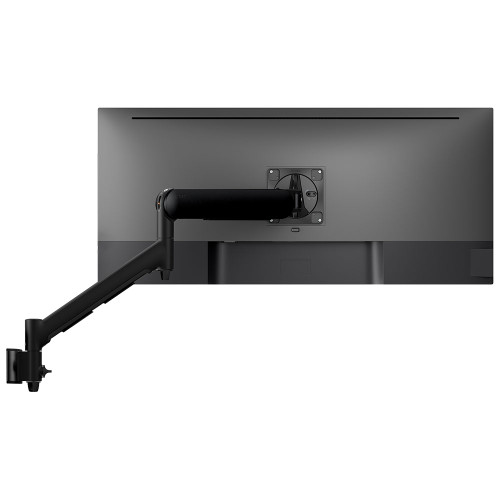 ATDEC AWMS-DW6 Black monitor arm, supporting up to 8kg flat screens with black color, attached to a small wall channel.