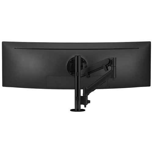 ATDEC AWMS-HX40 Black dynamic arm supporting heavy ultrawide monitors with tilt, pan, and rotation.