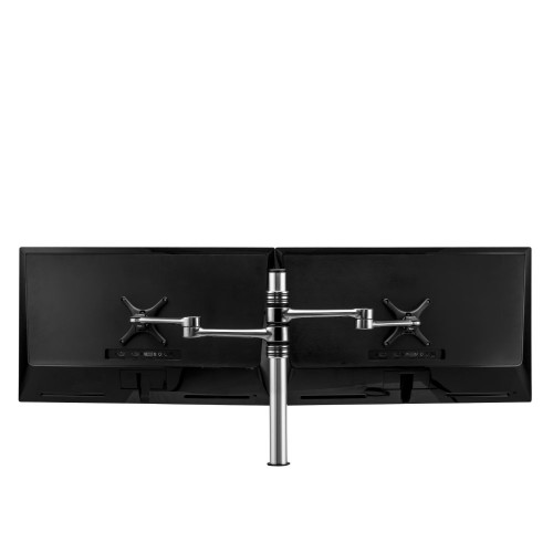 ATDEC AFS-AT-DC Silver desk mount with dual monitor arms for two 27" displays, flat 8kg.