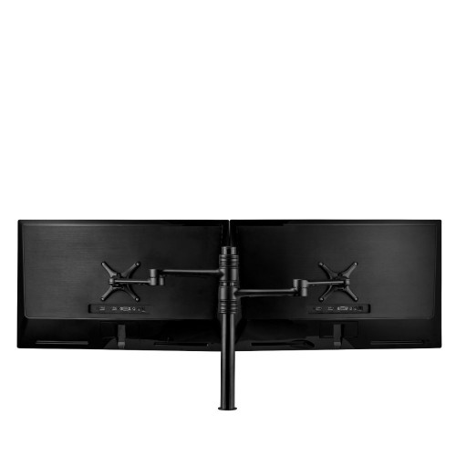 ATDEC AFS-AT-DC-B dual monitor arm desk mount with two 27" notebook arms black finish.