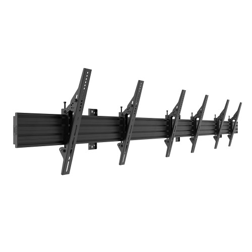 ATDEC Black ADBS-3X1-30TW wall mount, three display configuration, tilting brackets, 55" landscape support, 1.75m long.