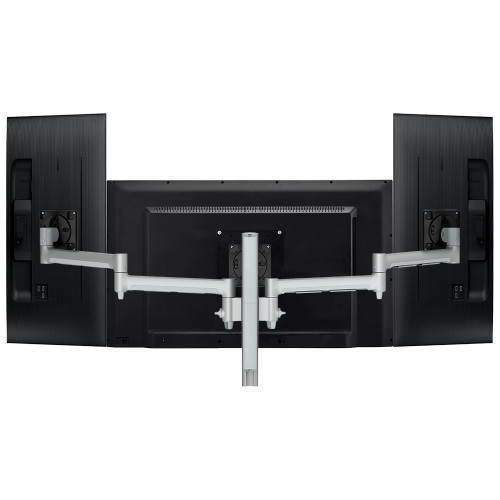 ATDEC AWMS-3-13714-S Silver triple monitor mount with swing arms supports three displays up to 26.5lb.