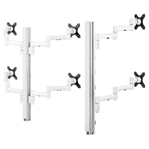 ATDEC AWMS-6-46275 White hex monitor mount with six arms for 32" displays, silver and white.