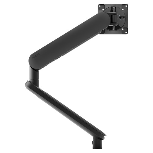 ATDEC AWS-ORA Black monitor arm with sleek design, sturdy black finish, 22 kg capacity.