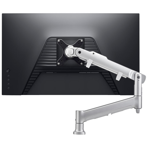 ATDEC Silver AWMS-DB monitor arm supports large 32" screens with ergonomic adjustments.