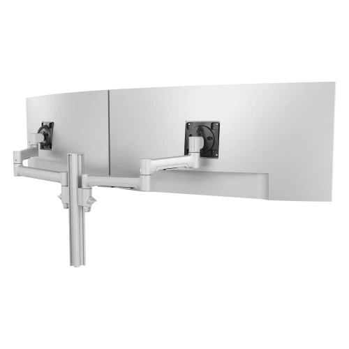 ATDEC AWMS-2-5940 Silver dual monitor arm with two adjustable arms for 34" curved monitors, silver finish.