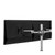 ATDEC Silver dual swing arm monitor mount for dual 27" displays with spring-assisted arm support.