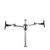 ATDEC Silver dual display monitor arm with spring-assisted arms and desk clamp support.