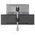 ATDEC AWMS-2-BT75-H-S silver desk mount with black brackets for two ultrawide displays.