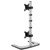 ATDEC Silver VFS-DV freestanding monitor stand holds two adjustable 38-inch display mounts.