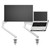 ATDEC AW-ORA-F-DUO-AWM-N-W Ora Duo Laptop Combo in white, featuring two independent monitor arms.