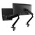 ATDEC AW-ORA-C-DUO-AWM-N-B black Ora-C Duo Laptop Combo with two monitor arms and laptop tray attached.