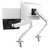 ATDEC AW-ORA-C-DUO-AWM-N-W Ora-C Duo laptop combo in white with dual monitor arms and tray attached.